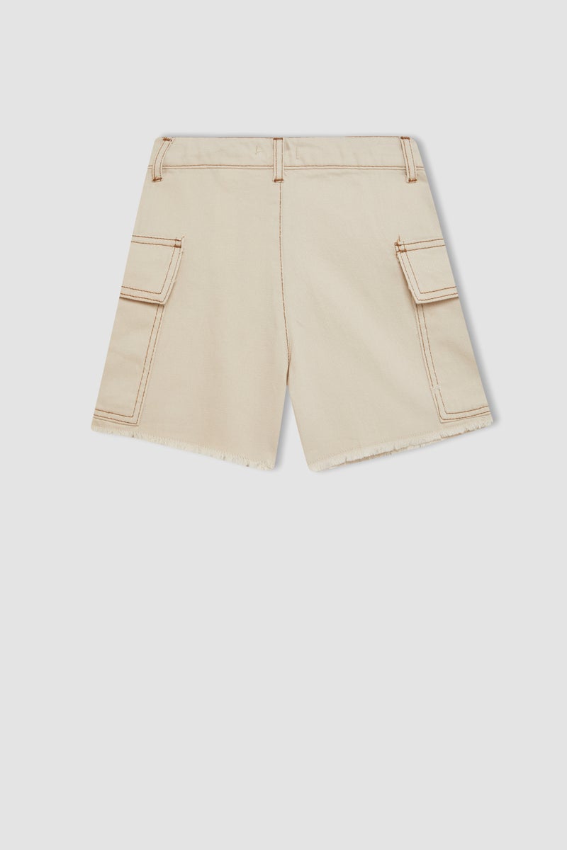 DeFacto Beige Girl Girl Denim Shorts Casual - Image 3